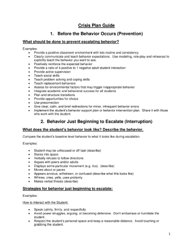 Crisis Plan 10  Templates Examples Docs Word Pages PDF