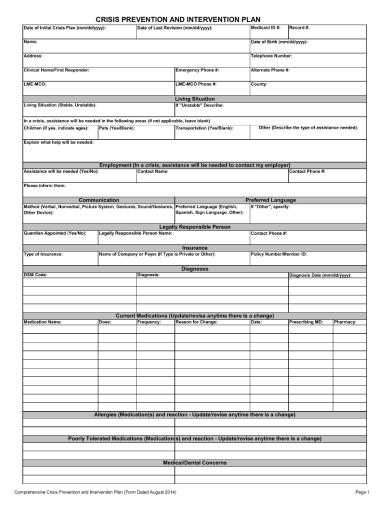 Crisis Plan 10  Templates Examples Docs Word Pages PDF