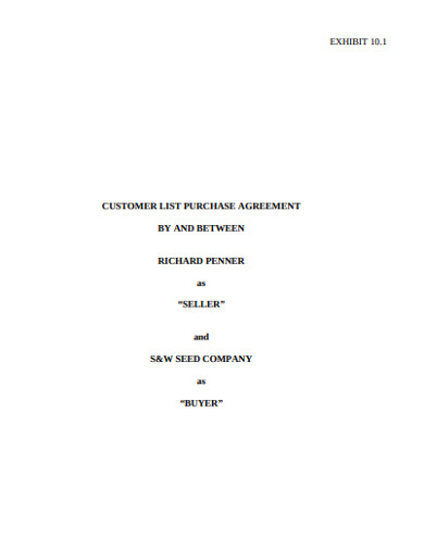 customer list purchase agreement