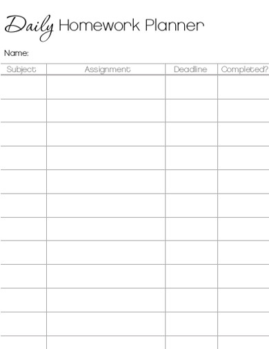 Homework Schedule Template from images.examples.com