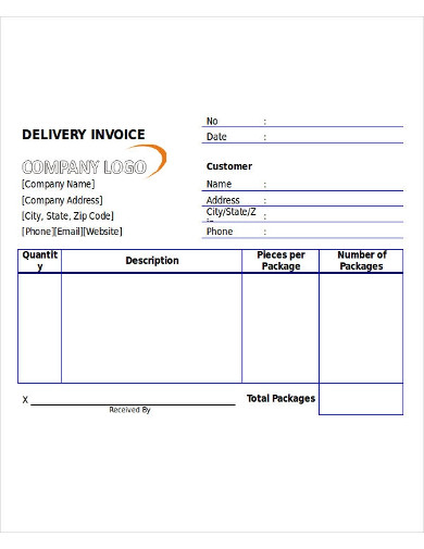 delivery invoice example