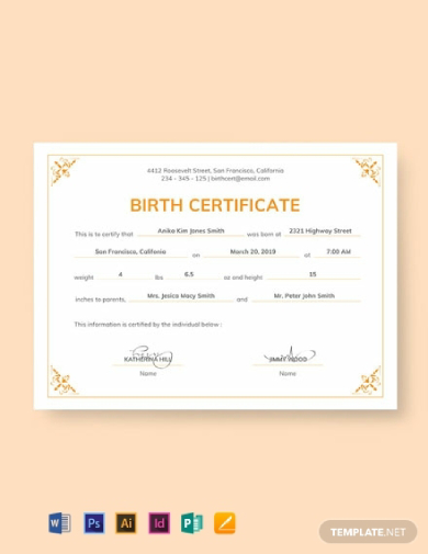 Editable Official Birth Certificate Template