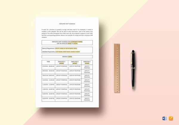 Employee Shift Schedule 