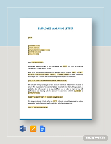 Warning Letter for Bad Behavior - 10+ Examples, Format, Sample | Examples