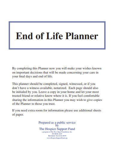 end of life planner