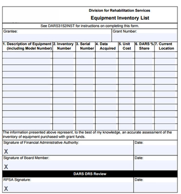 equipment inventory checklist template
