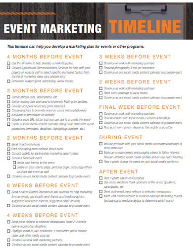 event marketing timeline in pdf