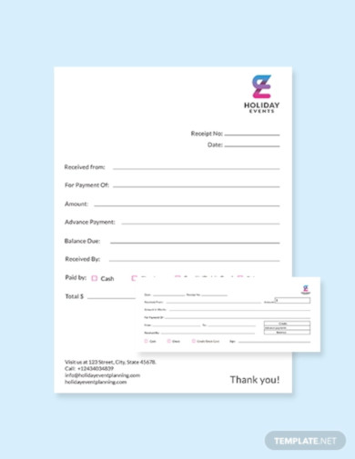 Event Planner Receipt Template