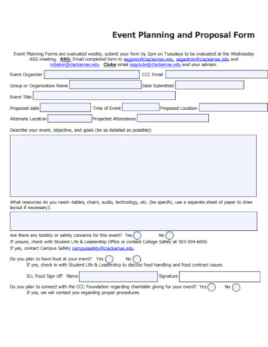 event planning proposal form