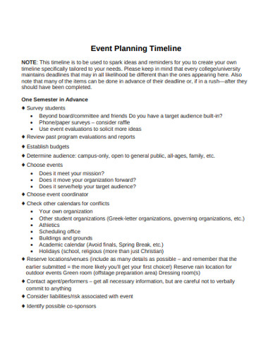 event planning timeline