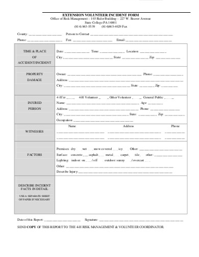 Extension Volunteer Incident Report Form