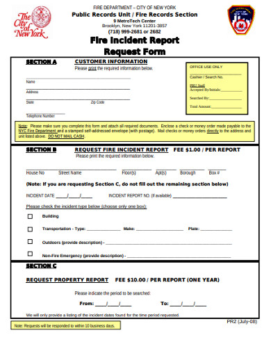fire incident report request form