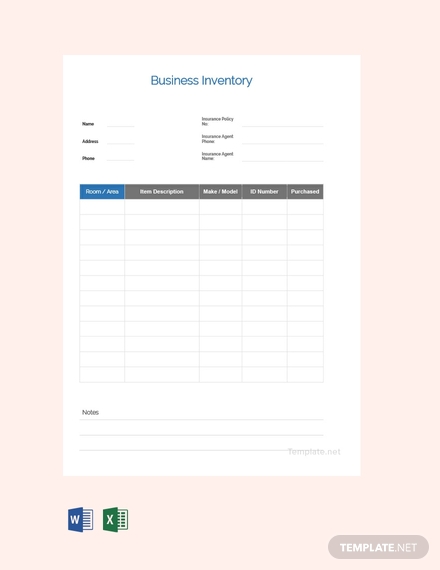 free business inventory template