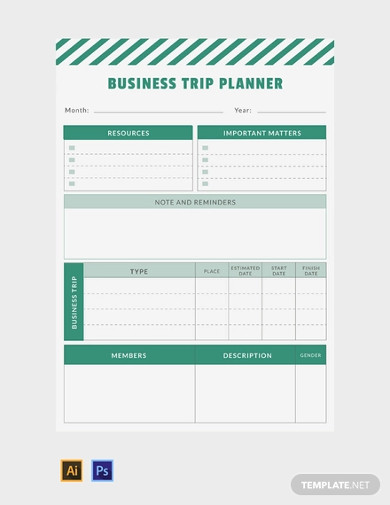 free business trip planner template