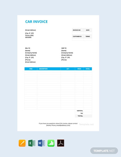 Free Car Invoice Template