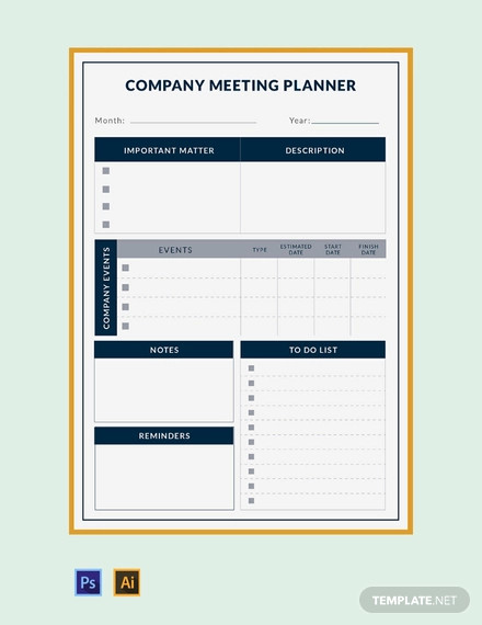 Free Company Meeting Planner Template