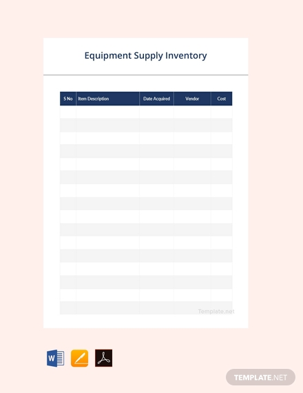 free equipment supply inventory template