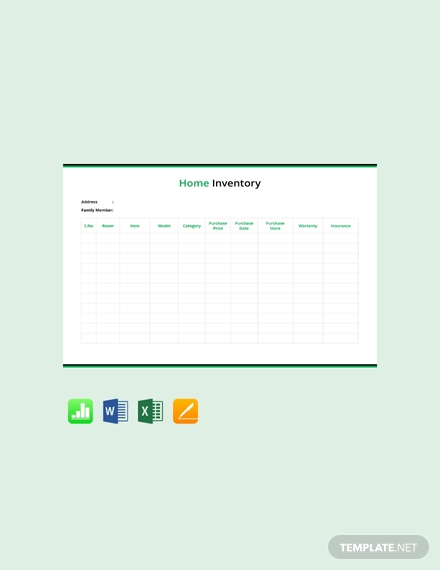 free home inventory template