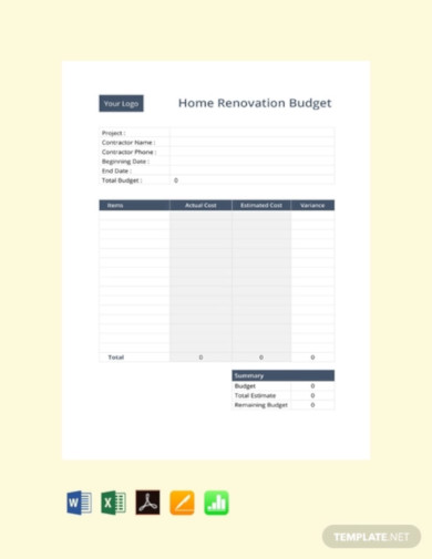 Free Home Renovation Budget Template1