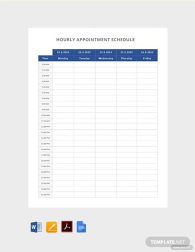 free hourly appointment schedule template