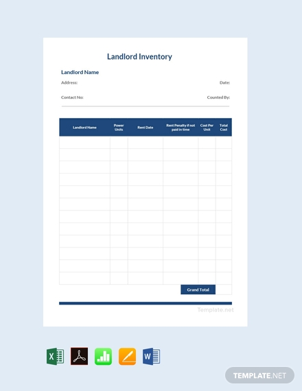 free landlord inventory template