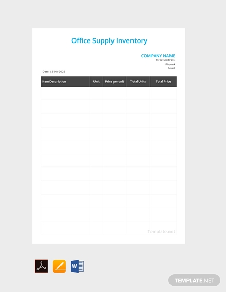 free office supply inventory template