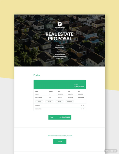 free one page real estate proposal template