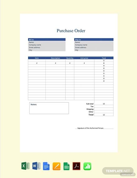 Free Purchase Order Form