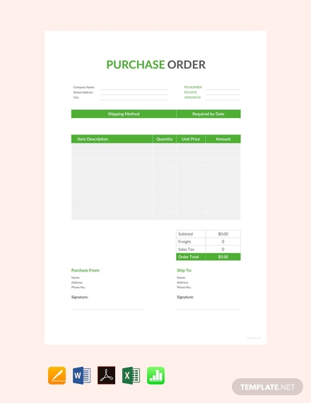 free purchase order format