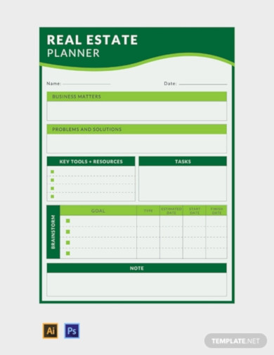 free real estate business planner template