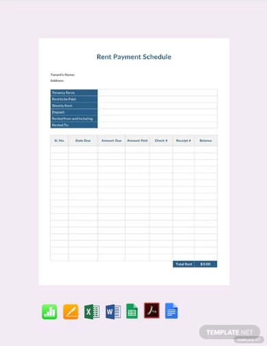 free rent payment schedule template