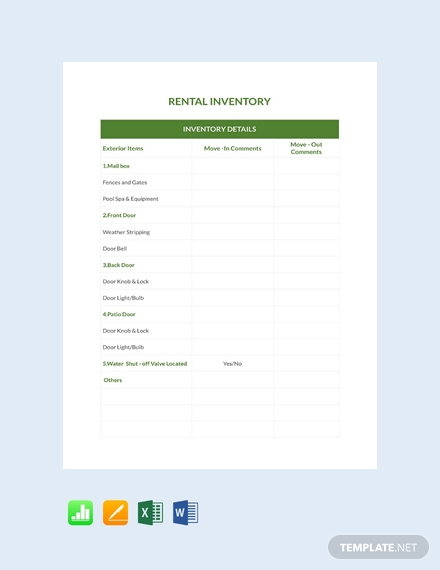 free rental inventory template