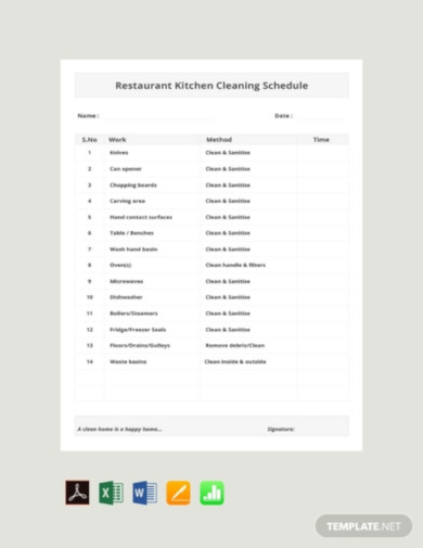 free restaurant kitchen cleaning schedule template
