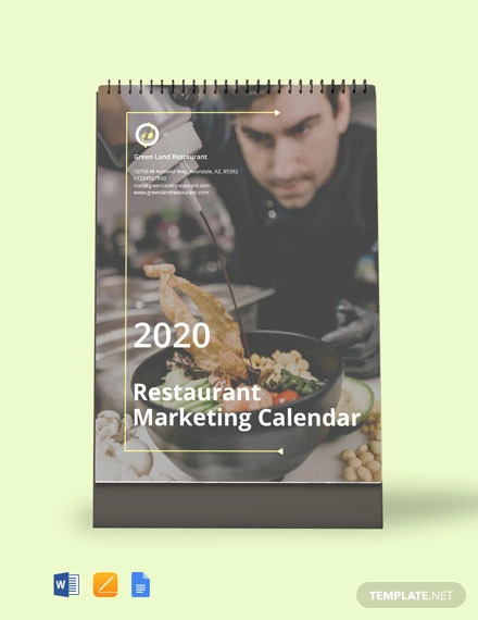 Free Restaurant Marketing Desk Calendar Template