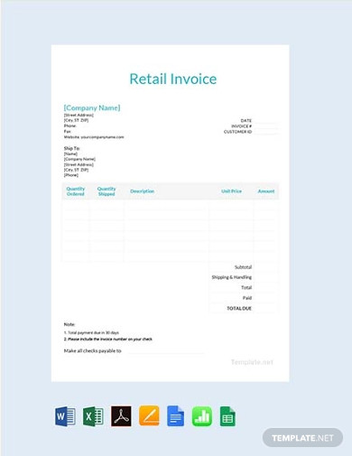 Free Retail Invoice Template