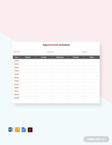 free sample appointment schedule template