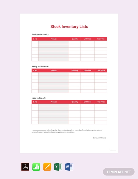 free stock inventory template