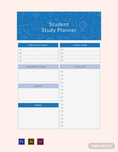 free student study planner template