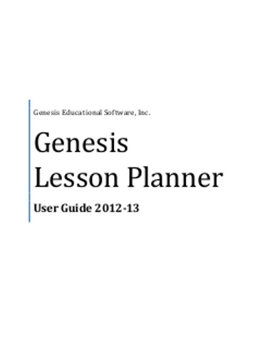 genesis lesson planner