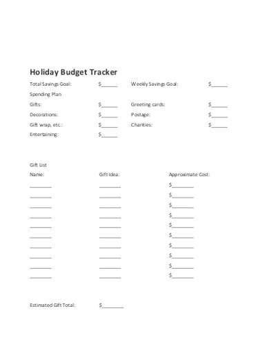 Holiday Budget Tracker