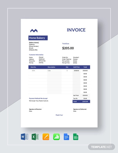 home bakery invoice template