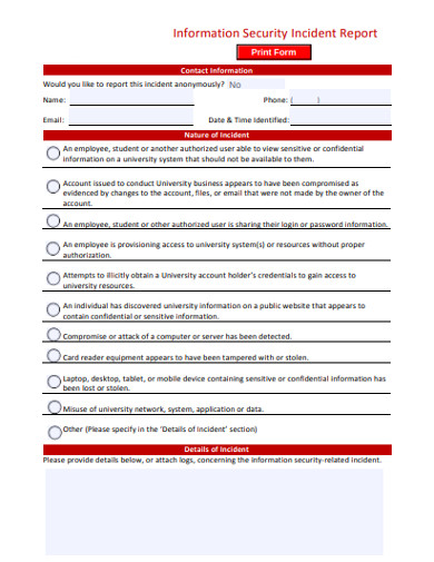 Security Incident Report - 16+ Examples, Format, How To Write, Pdf