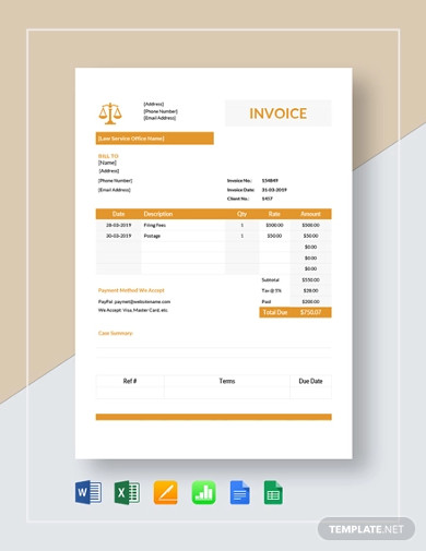 Legal Services Invoice Template