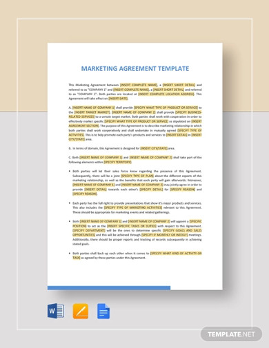 marketing agreement template