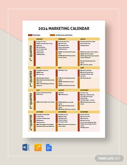 Marketing Calendar Template