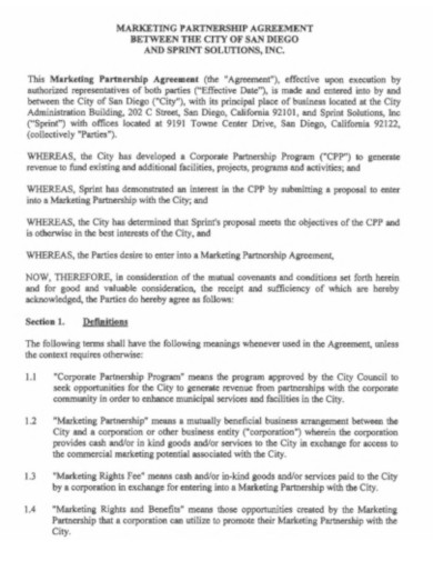 Marketing Partnership Agreement 4  Examples Format Pdf Examples