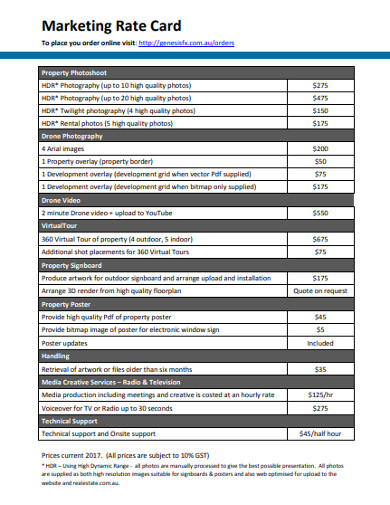 Digital Marketing Rate Card Pdf