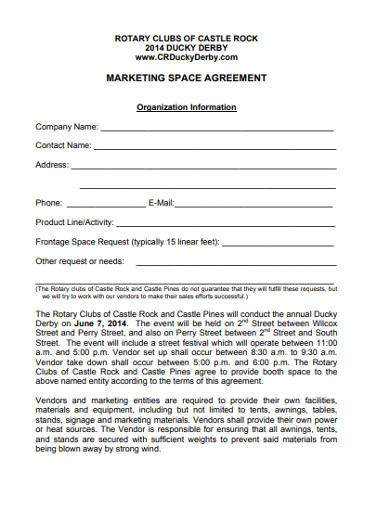 marketing space agreement 