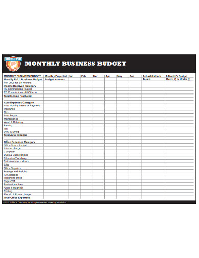 monthly business budget 