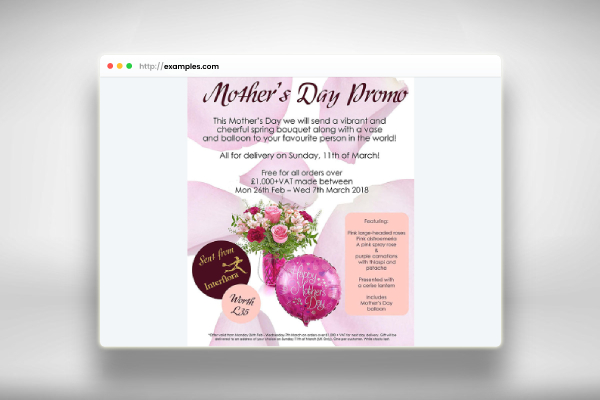 mothers day promo email